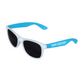 White/Blue Retro 2 Tone Tinted Lens Sunglasses